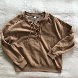 Camel/tan sweatshirt with lacing
